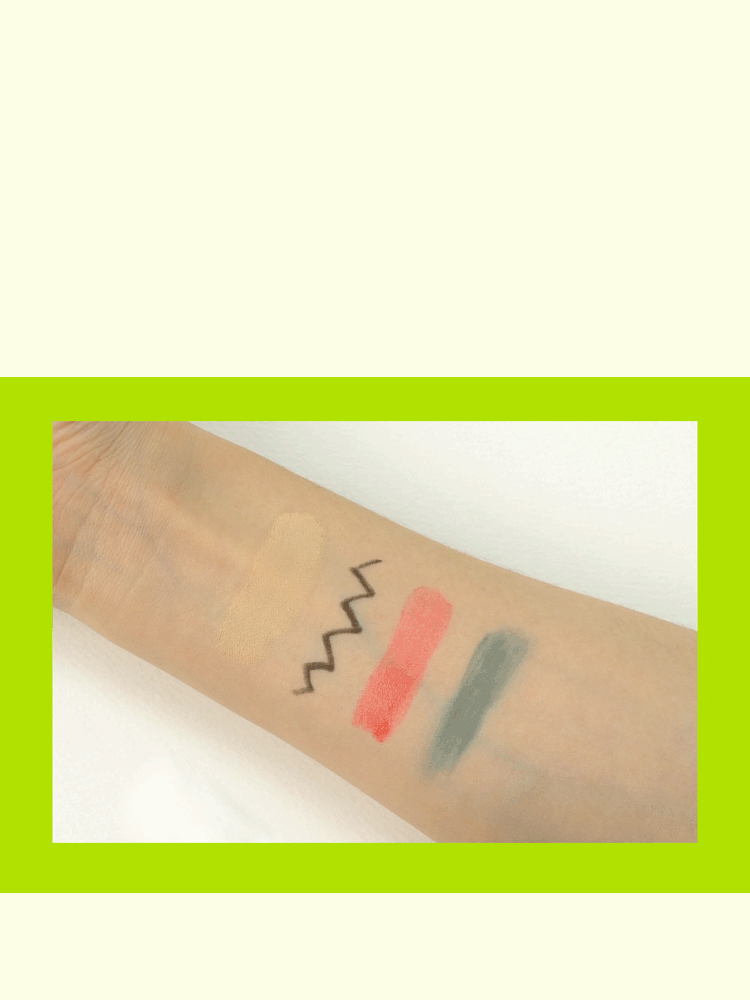 BEPLAIN Mung Bean pH-Balanced Facial Cleansing Wipes swatches of makeup colors on skin