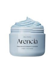 ARENCIA Blue Hyssop Cleanser 120g in a jar with a soft blue texture for oily skin care.