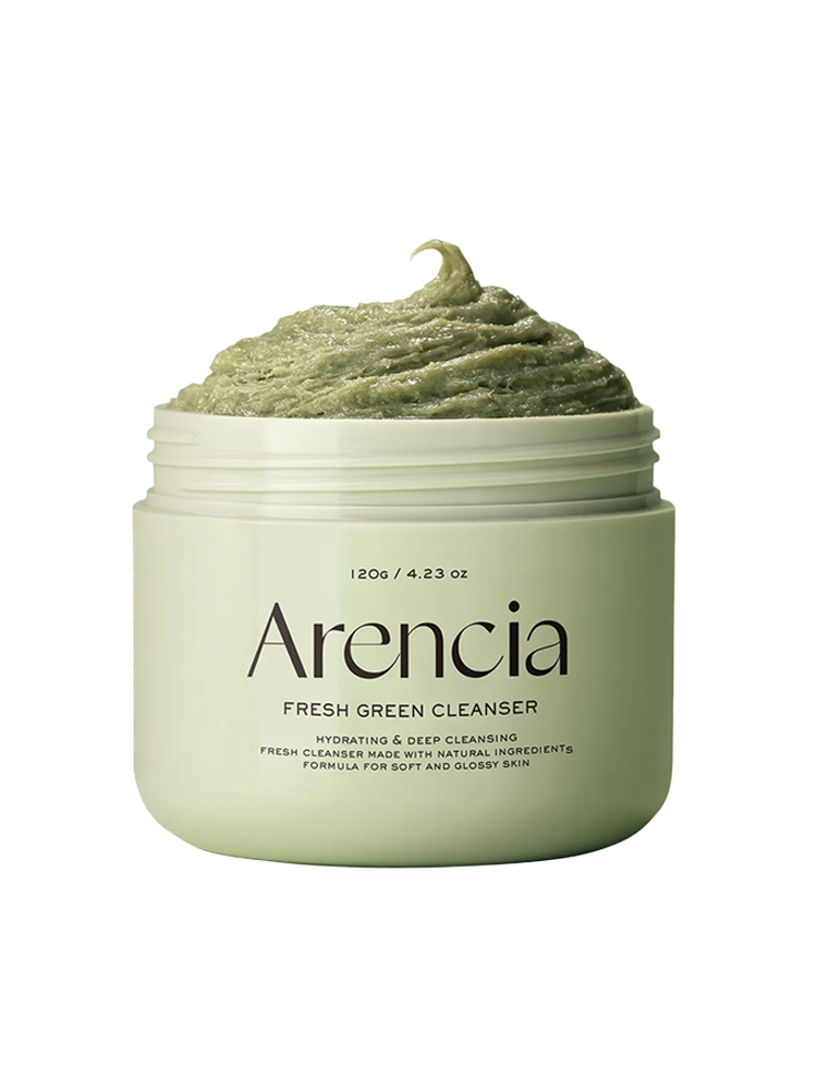ARENCIA Fresh Green Cleanser 120g in a jar, designed for hydrating and deep cleansing oily, acne-prone skin.