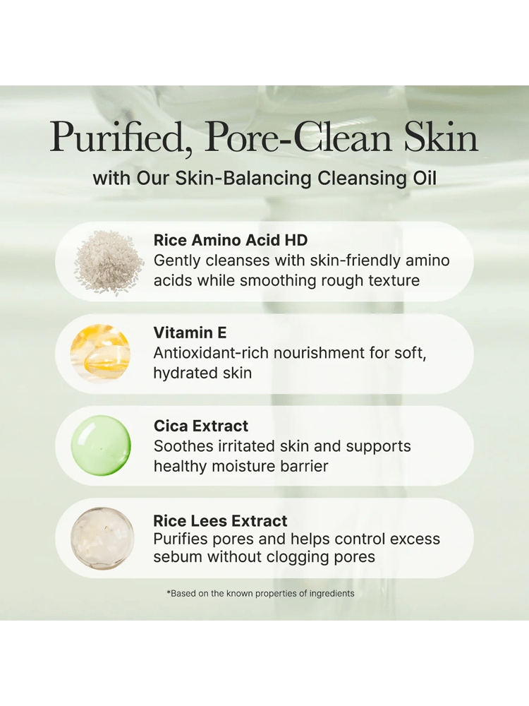 Image illustrating skin benefits of ARENCIA Pore Melt Mochi Cleansing Oil with key ingredients and their effects.