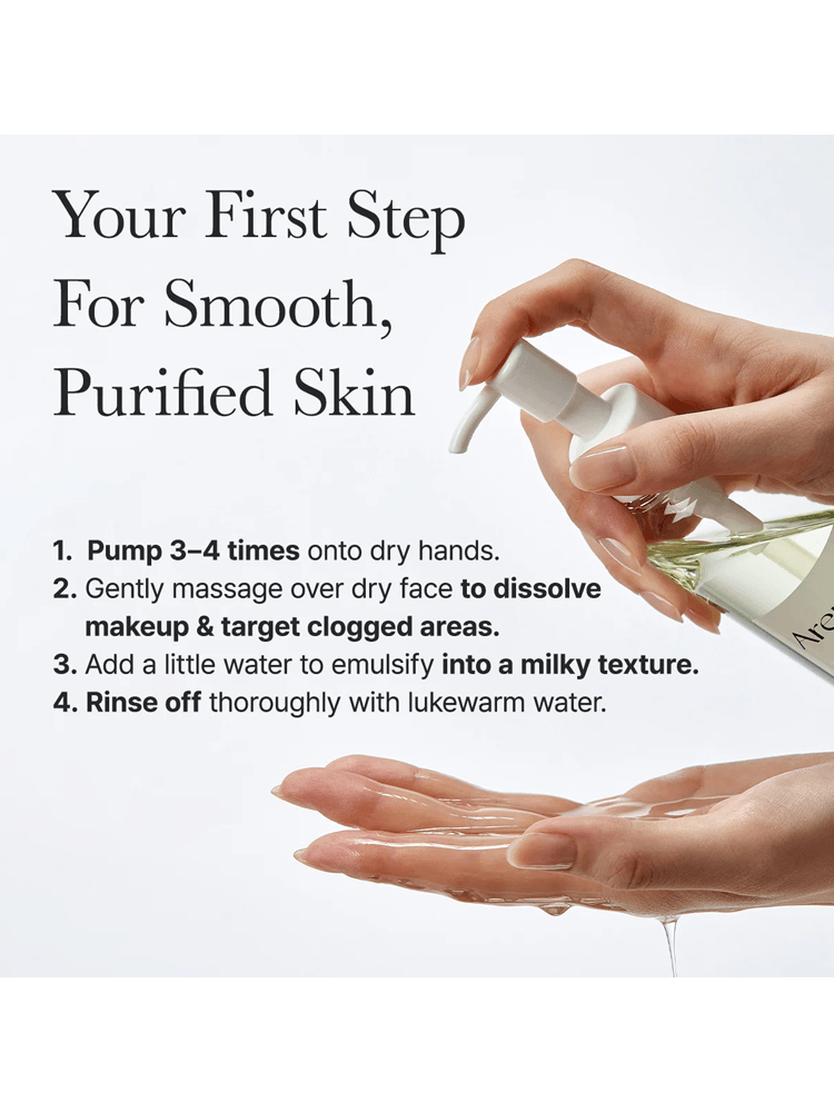 A guide to using ARENCIA Pore Melt Mochi Cleansing Oil for smooth, purified skin.
