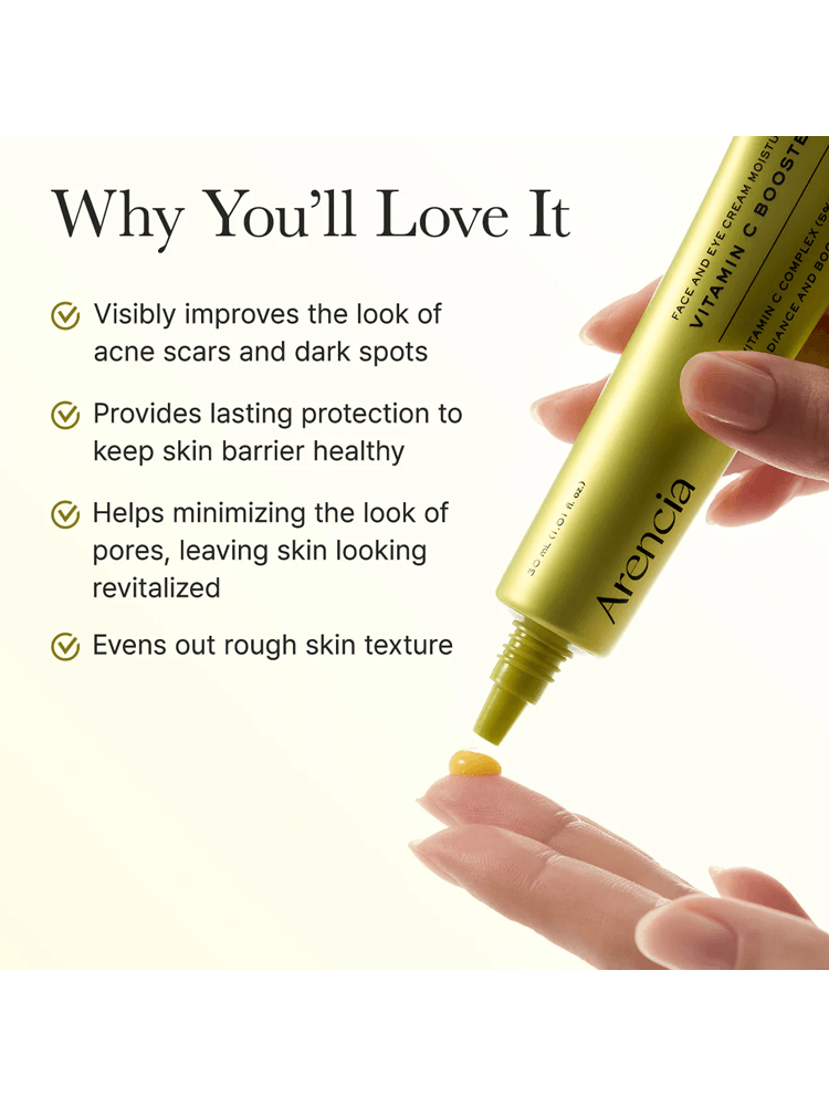 ARENCIA Vitamin Booster Shot enhances skin appearance, improving scars and texture for a revitalized look.