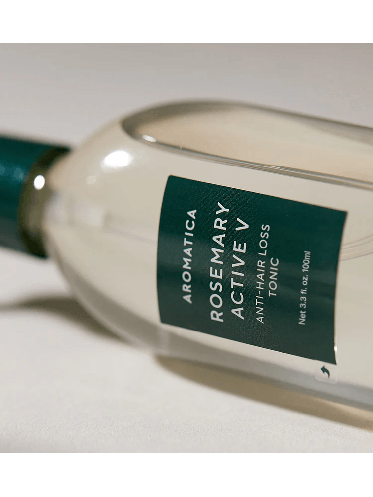 AROMATICA Rosemary Active V Anti-Hair Loss Tonic 100ml bottle with label showing product details.