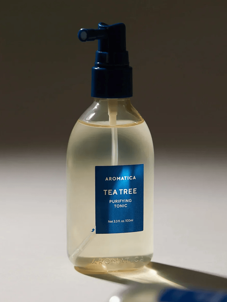 AROMATICA Tea Tree Purifying Tonic 100ml in a spray bottle for oily scalp care