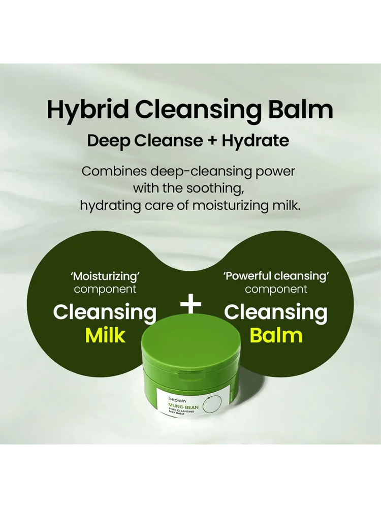 BEPLAIN Mung Bean Pore Cleansing Milk Balm combines cleansing power with moisturizing care for a deep cleanse.