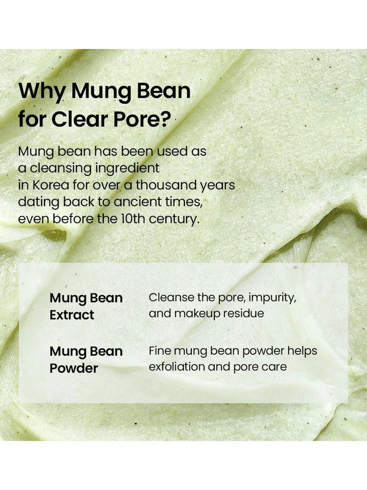 Why Mung Bean for Clear Pore? Explanation of benefits related to BEPLAIN Mung Bean Ph-Balanced Cleansing Foam.