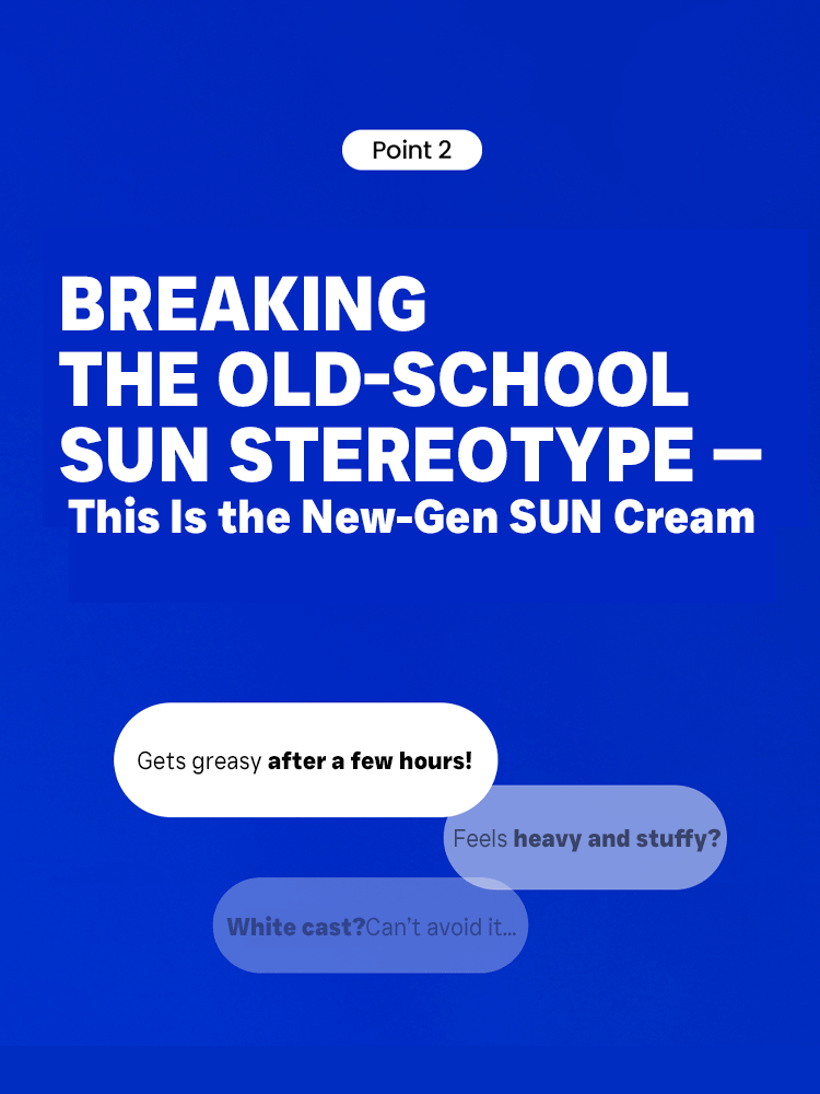 BEPLAIN Sunmuse Moisture Sunscreen 50ml Image highlighting new-gen sun cream benefits, addressing old-school sun stereotypes and common issues.