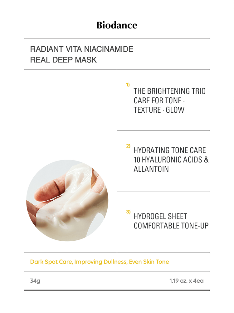 BIODANCE Radiant Vita Niacinamide Real Deep Mask 34g #1pc