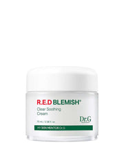 DR.G R.E.D Blemish Clear Soothing Cream 70ml in a white jar with a clear lid showcasing the product label.