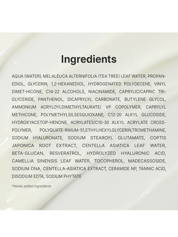 Ingredients list for Dr.Althea 345 Relief Cream 50ml highlighting key components.
