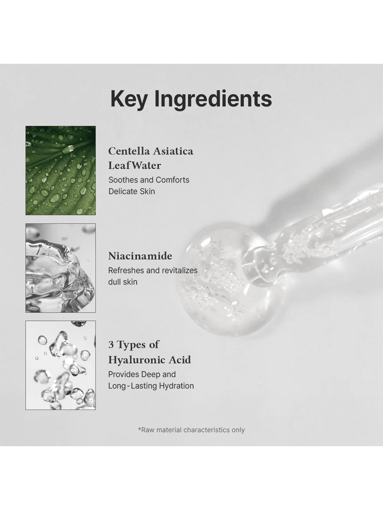 Key ingredients of Dr.Althea Vitamin C Boosting Serum including Centella Asiatica Leaf Water, Niacinamide, and Hyaluronic Acid.
