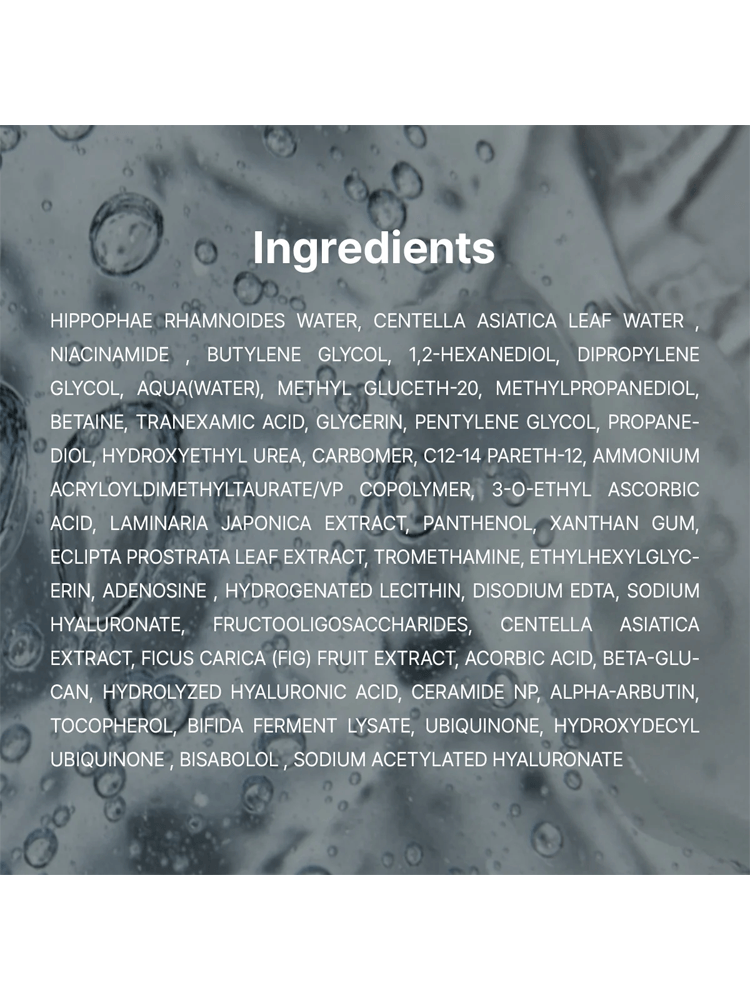 Ingredients in Dr.Althea Vitamin C Boosting Serum, including Centella Asiatica, Niacinamide, and Ascorbic Acid.