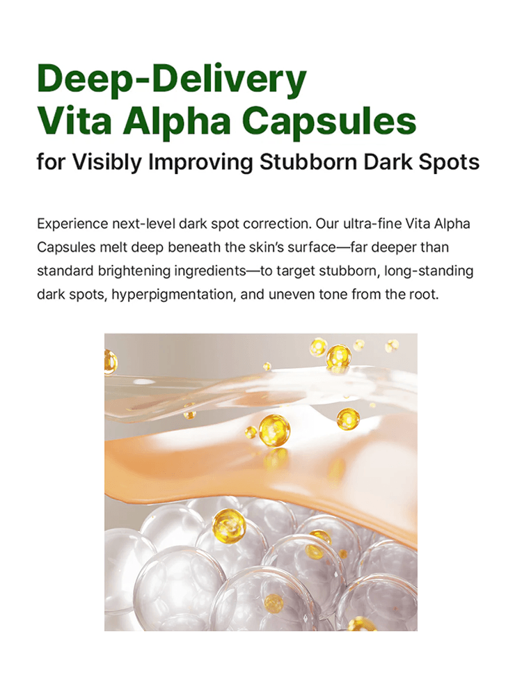 GOODAL Green Tangerine Vita C Dark Spot Care Cream Alpha Deep-Delivery Vita Alpha Capsules for visibly improving stubborn dark spots and enhancing skin tone