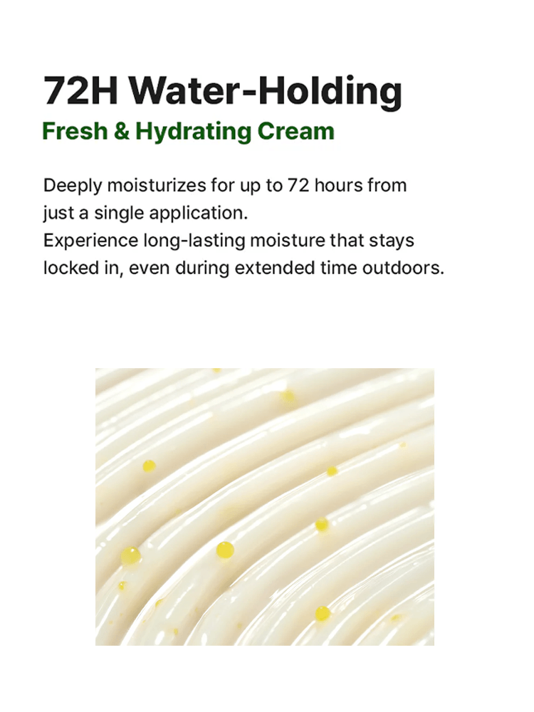 GOODAL Green Tangerine Vita C Dark Spot Care Cream Alpha Close-up of 72H Water-Holding Fresh & Hydrating Cream showing its creamy texture and hydration beads.