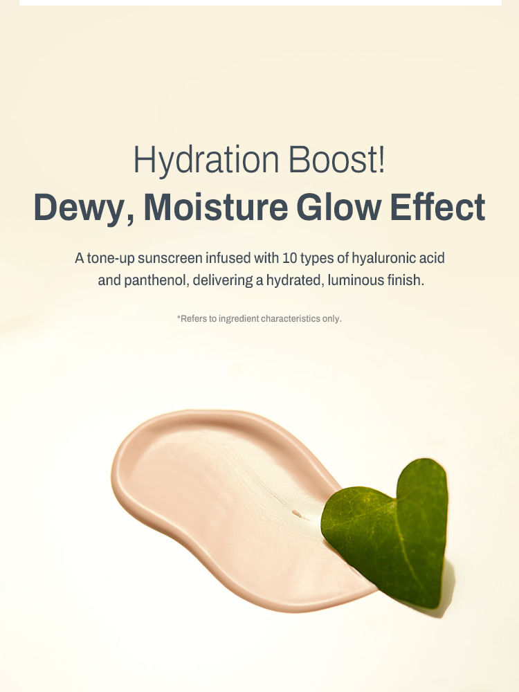 GOODAL Houttuynia Cordata Calming Moisture Tone Up Sun Cream hydration boost with dewy glow effect.