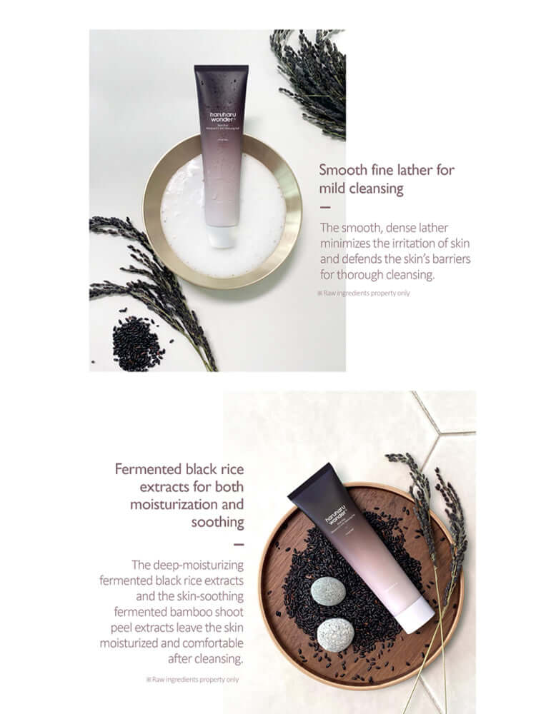 HARUHARU WONDER Black Rice Moisture 5.5 Soft Cleansing Gel 100ml in a serene setting emphasizing hydration and gentle cleansing.
