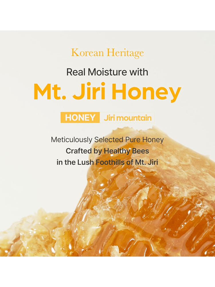 I'M FROM Honey Mask Close-up of honeycomb showcasing Mt. Jiri Honey, emphasizing real moisture and purity for skincare.