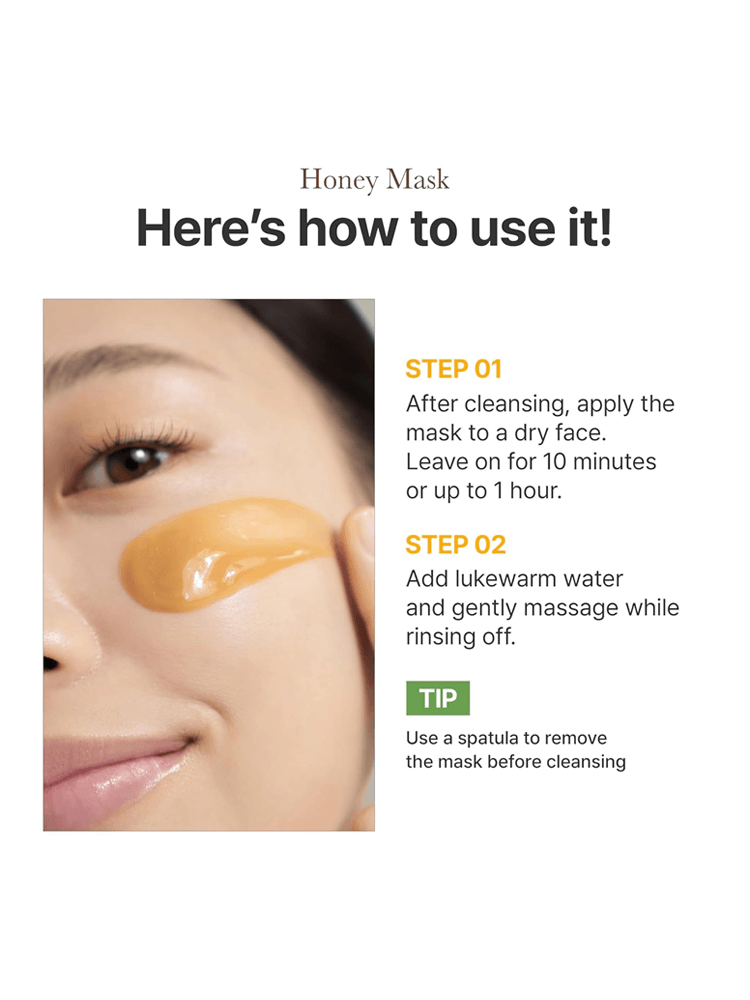 I'M FROM Honey Mask how to use steps for nourishing and hydrating facial treatment with honey.