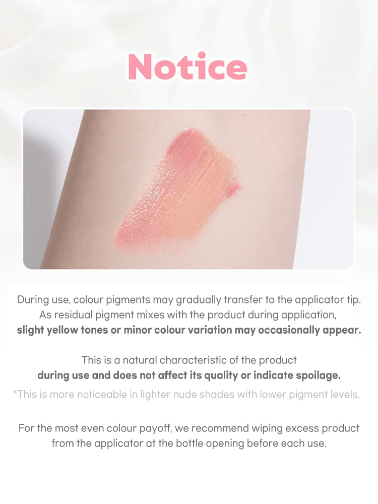 Notice about LILYBYRED Bloody Liar Coating Tint 26D color transfer and application tips.