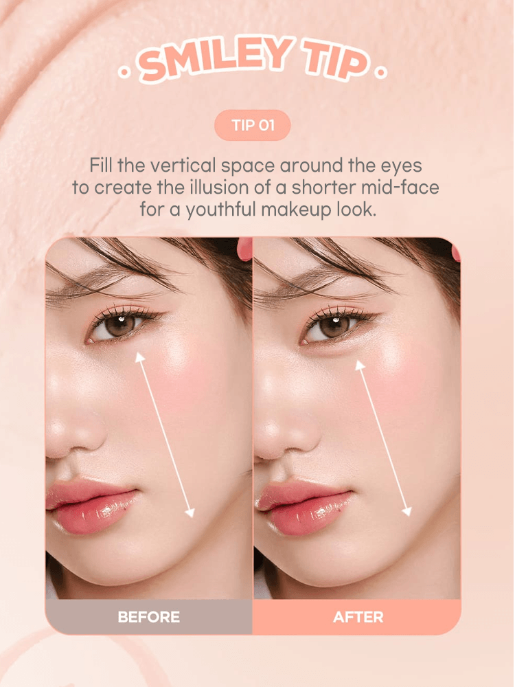 Before and after images showing the effect of using LILYBYRED Smiley Eye Blending Stick Shimmer on eye makeup.