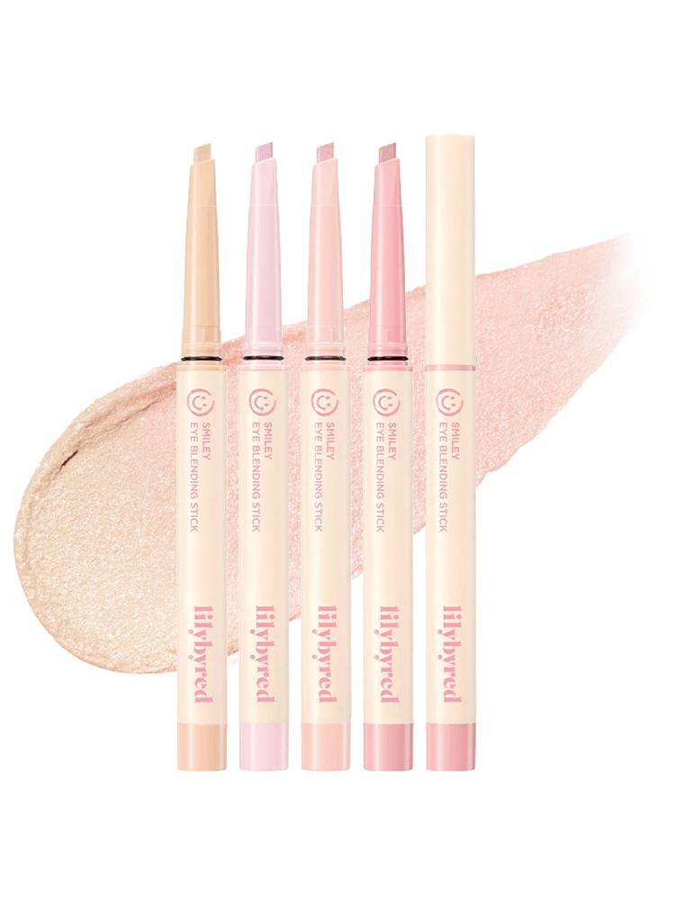 LILYBYRED Smiley Eye Blending Stick Shimmer collection displaying creamy, ice-cream-like texture and precision applicators.
