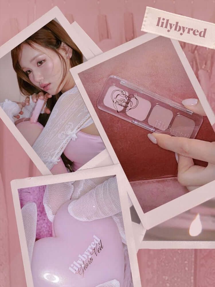 LILYBYRED [Pink Closet Edition] Luv Beam Glow Veil showcased in a pastel pink aesthetic, highlighting glow and beauty.