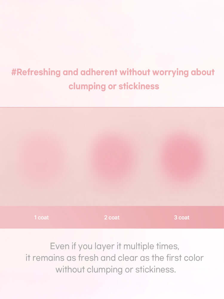 LILYBYRED Luv Beam Cheek Balm swatch showing different intensities of color with emphasis on no clumping or stickiness.