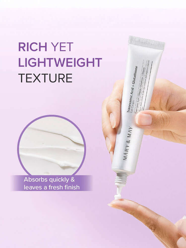MARY&MAY Glutathione Eye Cream Special Set with rich yet lightweight texture for brightening eye care.