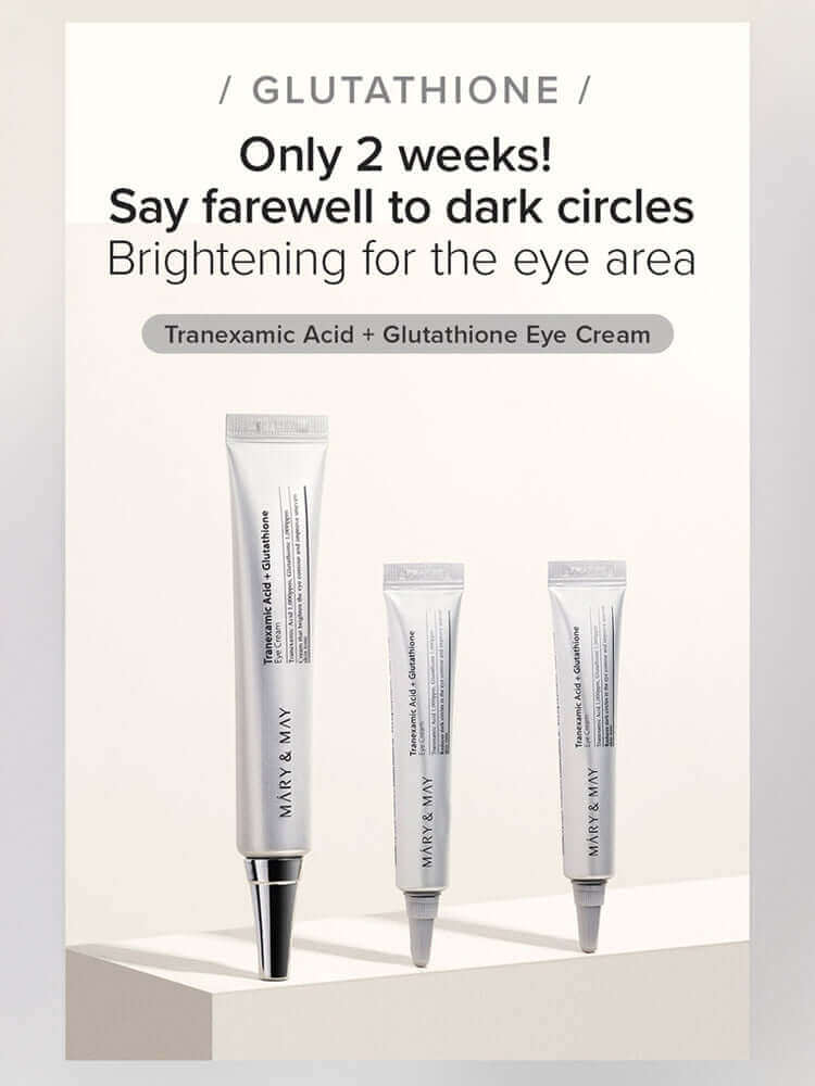 MARY&MAY Glutathione Eye Cream Special Set, dual functional eye cream targeting dark circles and hyperpigmentation.