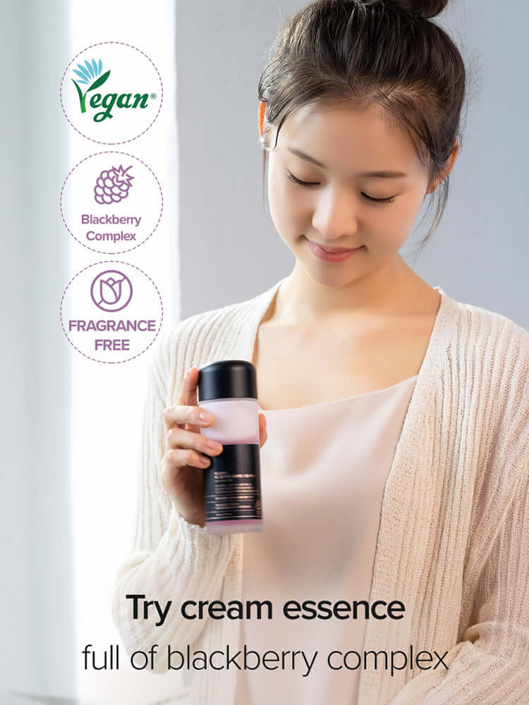 MARY&MAY Vegan Blackberry Complex Cream Essence, a lightweight skincare for hydration and nourishment.