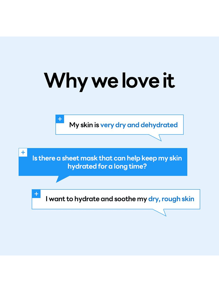 Customer testimonials highlighting dry skin concerns and the need for hydration with MEDIHEAL Hyaluronate Essential Mask Ultra Hydration.