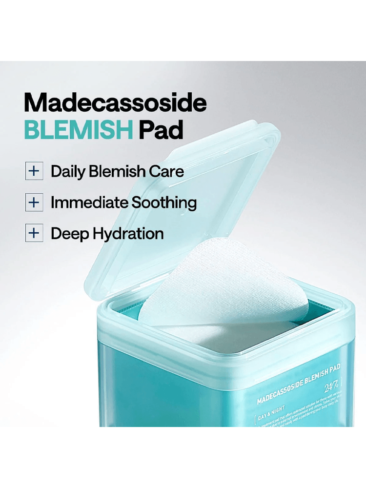 MEDIHEAL Madecassoside Blemish Pad container with a pull-out pad for daily blemish care.