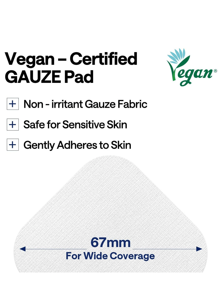 MEDIHEAL Madecassoside Blemish Pad Vegan Certified GAUZE Pad with non-irritant fabric, safe for sensitive skin, and 67mm for wide coverage.