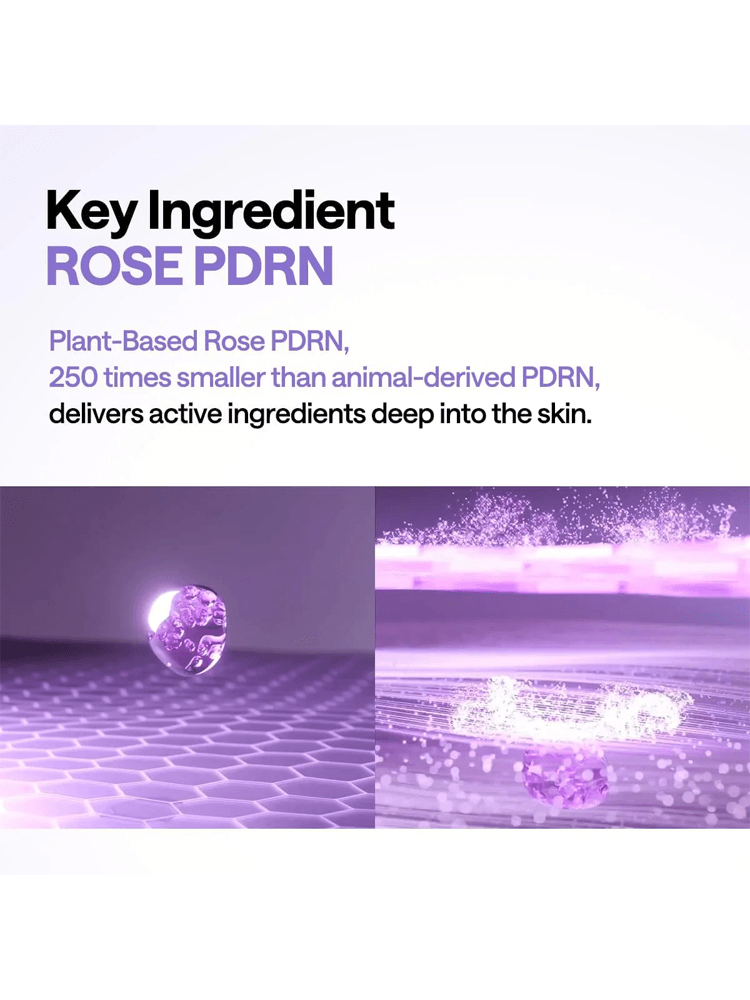MEDIHEAL PDRN Lifting Pad Key ingredient ROSE PDRN, plant-based and smaller than animal-derived PDRN, delivering active ingredients to the skin.