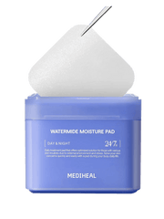 MEDIHEAL Watermide Moisture Pad in a container with a pad, designed for daily hydration and skin soothing.