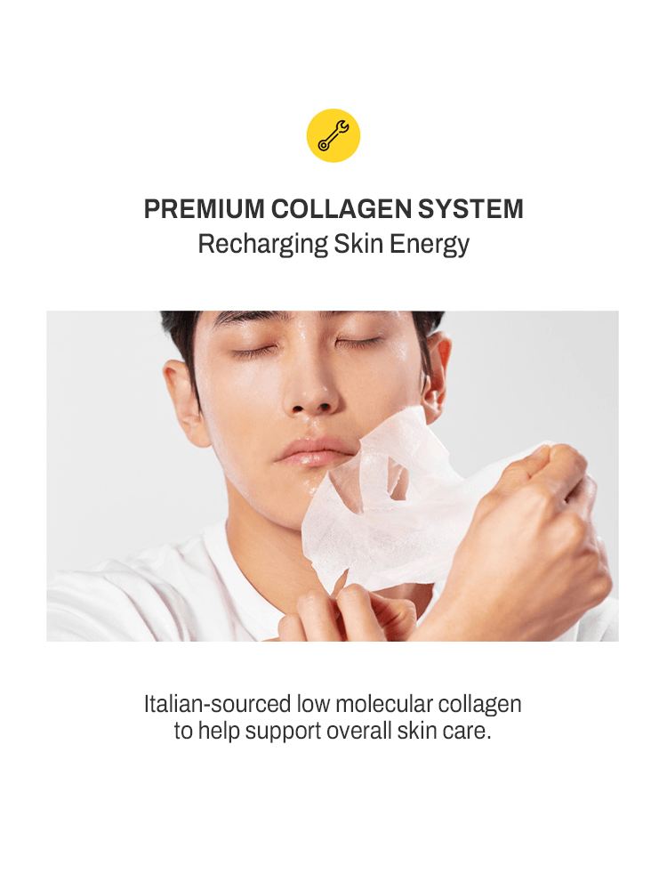 MIP Collagen Mask Pack demonstrating premium collagen system for rejuvenated skin energy and hydration.