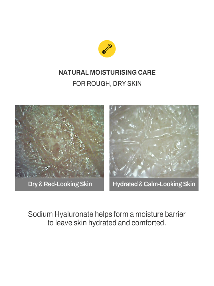 MIP Collagen Mask Pack Comparison of skin texture: dry and red-looking skin vs hydrated and calm-looking skin with sodium hyaluronate benefits.