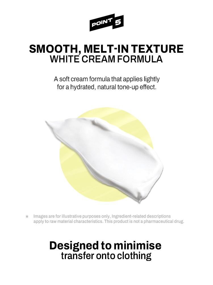 MIP Minam Cream texture showing smooth, melt-in white cream formula for a hydrated, natural tone-up effect.