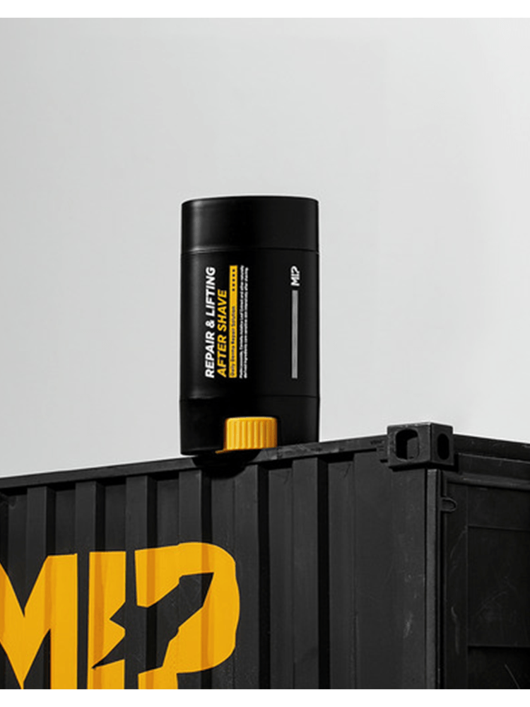 MIP Repair & Lifting After Shave 65g on a black container background for effective post-shave skin care.