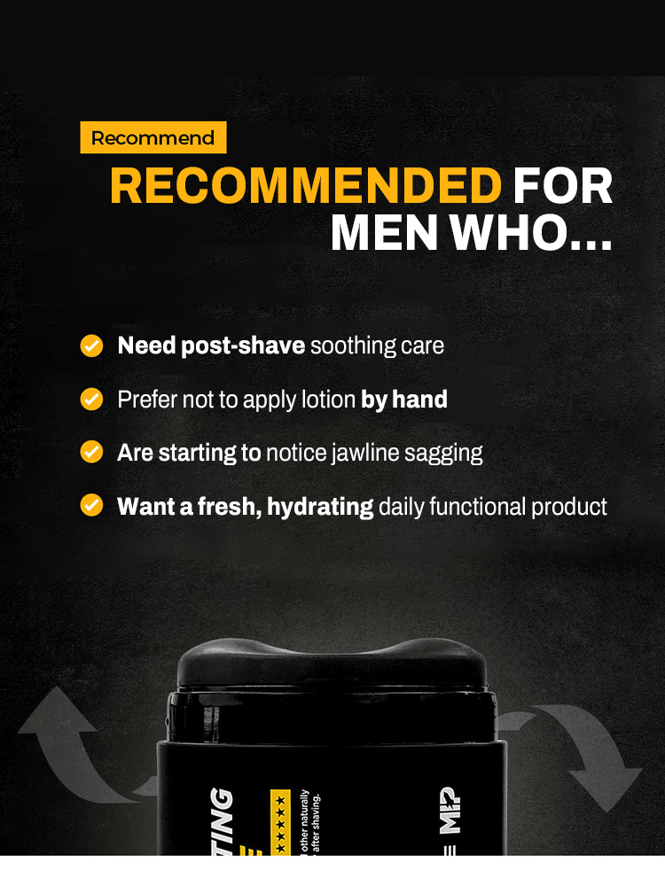 Recommended for men who need post-shave soothing care with MIP Repair & Lifting After Shave, for a fresh daily routine.