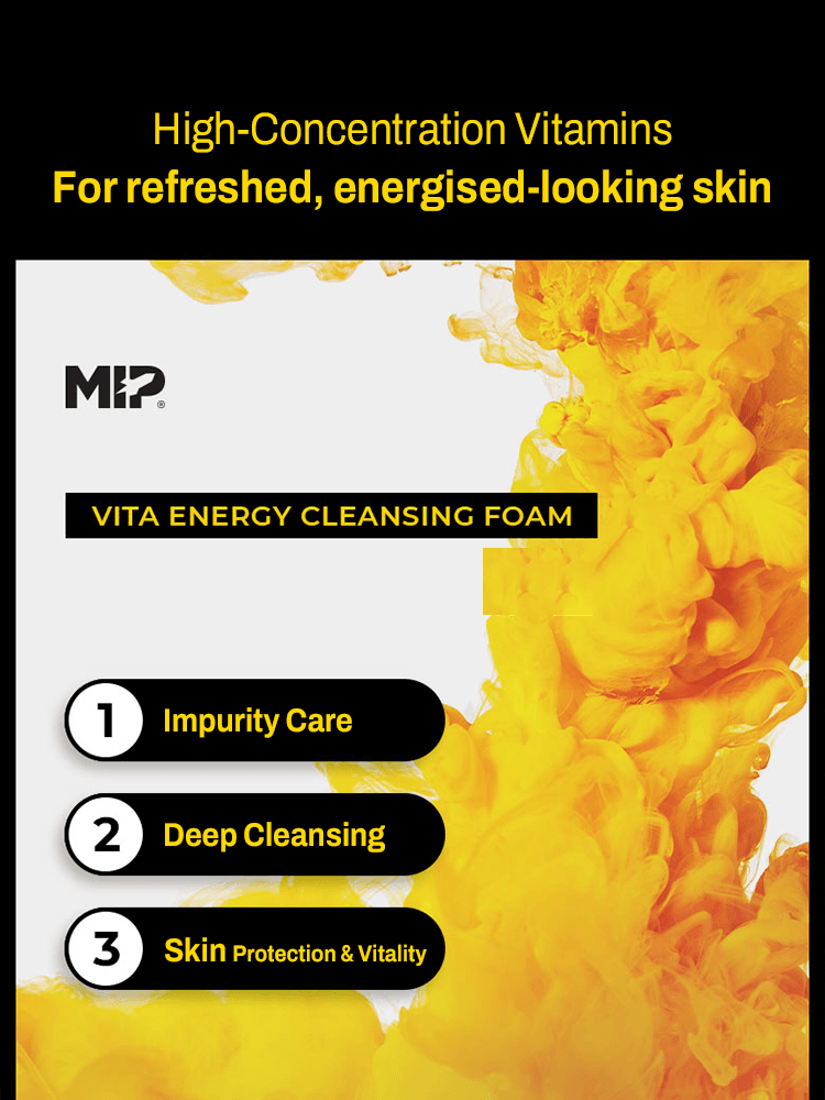 MIP Vita Energy Cleansing Foam product image showcasing high-concentration vitamins for refreshed skin.