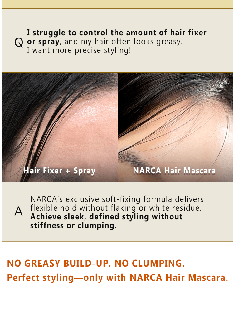 NARKA Core Rebuild Hair Mascara helps achieve defined styling without greasiness or clumping for a polished look.