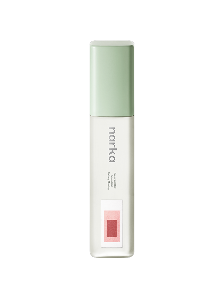 NARKA Fresh Veil Hair Sebum Mist 80ml bottle with minimalist design and green cap.