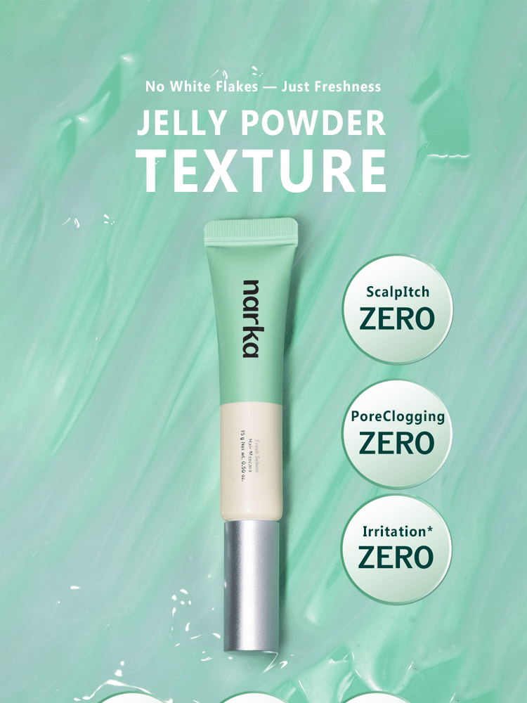NARKA Fresh Sebum Hair Mascara 15g with jelly powder texture for oil absorption and freshness.