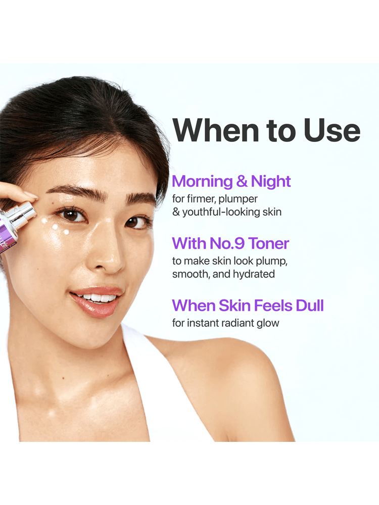 Person applying NUMBUZIN NAD Bio Lifting-sil Essence for firmer, plumper skin and youthful glow.