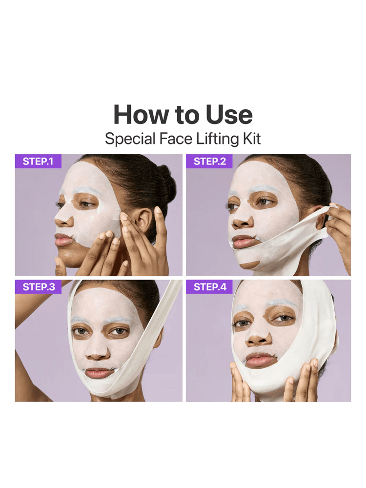 How to use NUMBUZIN NAD Bio Lifting-sil Full Face Pack Sheet in four steps with clear instructions.