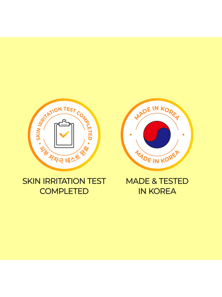 Skin irritation test completed and made in Korea certification seals for NUMBUZIN.No.5 Vitamin Boosting Essence Toner.
