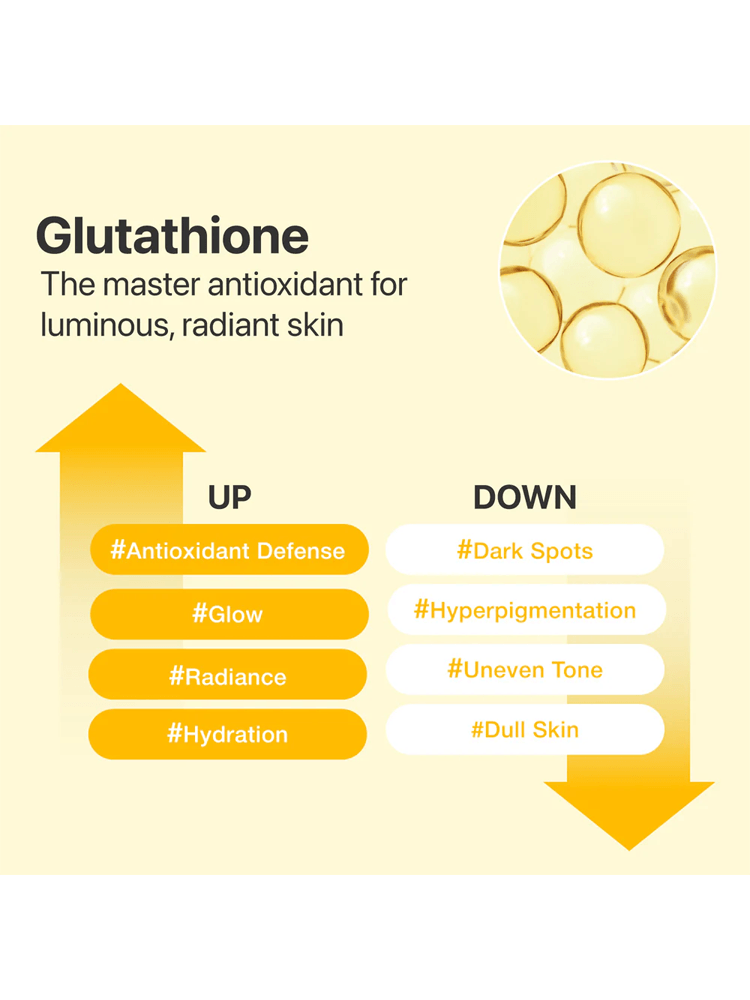 NUMBUZIN No.5 Vitamin Concentrated Serum Glutathione for luminous skin benefits including glow, hydration, and reducing dark spots and dull skin.