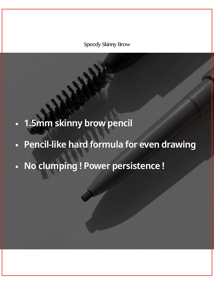 PERIPERA Speedy Skinny Brow 0.05g pencil with 1.5mm tip for precise brow application and no clumping.
