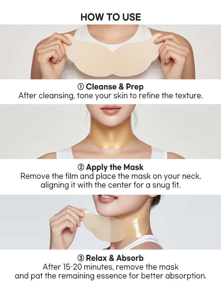 How to use PETITFEE Gold Neck Pack 10g: cleanse, apply, and relax for best results.